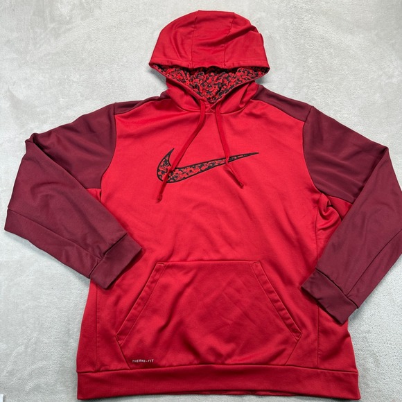 Nike Other - Nike Sweatshirt Men's 2XL Red Therma-FIT Camo Swoosh Pullover Athletic Workout
